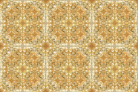 Traditional raster and golden pattern. Damask seamless ornament. Classic oriental pattern over...