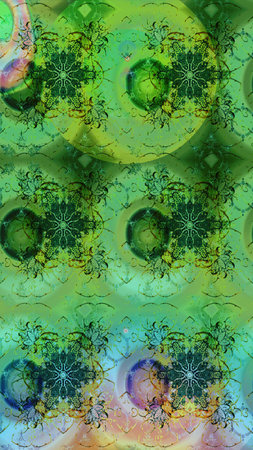 Flowers on green colors in watercolor style. Sketch Floral Pattern in Raster illustration.の写真素材