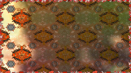 3d flowers, seamless. Raster illustration. On brown and beige colors.