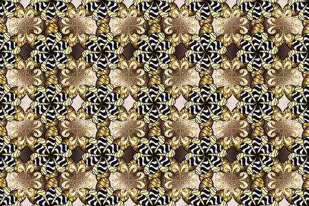 Classic vintage background. Traditional oriental ornament. Seamless pattern on brown, beige and gray...