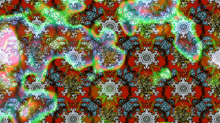 Floral sketch pattern with watercolor flowers. Raster illustration. In nice textile style on brown...