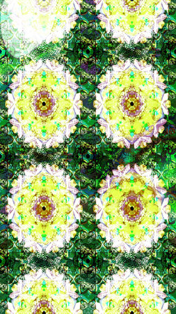 Beautiful fabric pattern. Sketch Floral Pattern in Raster illustration. On green colors. Raster...