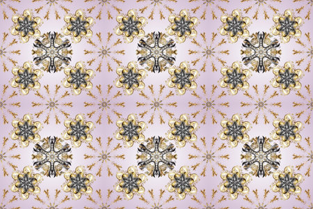 Seamless classic raster neutral, beige and gray and golden pattern. Traditional oriental ornament....