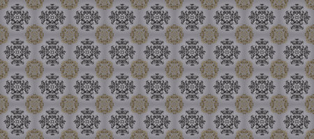 Seamless golden pattern. Golden pattern on pleasant colors with golden elements. Raster oriental ornament.の写真素材