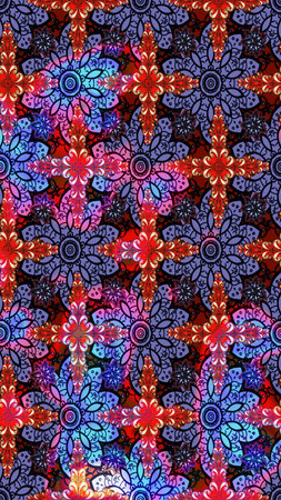 Color Spring Theme sketch pattern Background. Flat Flower Elements Design. Raster Fashionable fabric pattern. Cute flowers pattern with violet colors.の写真素材