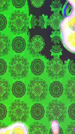 Hand drawn abstract fancy elements. Summer blooming theme. Watercolor painting imitation Raster illustration. Vintage flowers. Green and gray colors.の写真素材