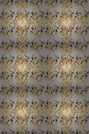 Luxury, royal and Victorian concept. Golden element on gray and yellow colors. Vintage baroque...