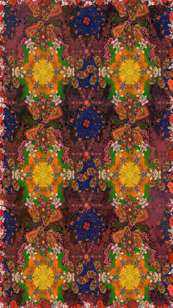 On brown and orange colors. Abstract flower seamless pattern background. Cute Floral pattern in the...
