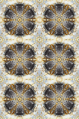 Golden floral ornament in baroque style. Antique golden repeatable wallpaper. Golden element on...