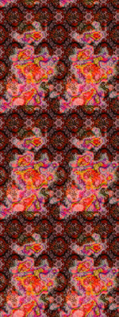 Raster illustration. Tropical sketch floral pattern. Flowers on pink and brown colors.