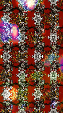 Raster flower print. Vintage outline illustration. Floral brown, red and gray sketch pattern.