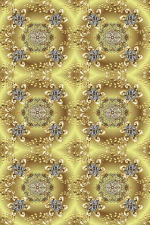 Seamless oriental ornament in the style of baroque. Traditional classic golden raster pattern on...