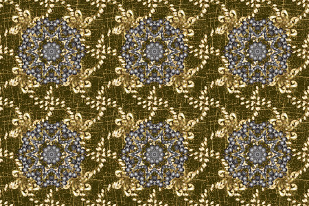 Abstract wallpaper, wrapping decoration. Golden snowflake simple seamless pattern. Symbol of winter,...