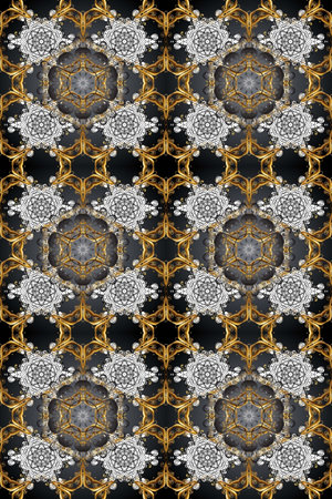Ornamental lace. Traditional arabic decor on beige, brown, gray colors. Raster seamless pattern with...