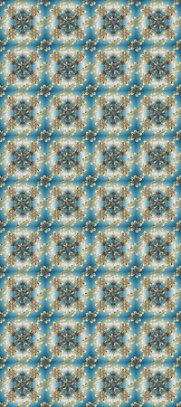 Vintage baroque floral seamless pattern in gold over blue, gray and neutral. Golden element on blue,...