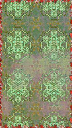 Flat Flower Elements Design. Cute flowers pattern with green and neutral colors. Color Spring Theme...
