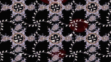 Flat Flower Elements Design. Cute flowers pattern with black colors. Color Spring Theme sketch...