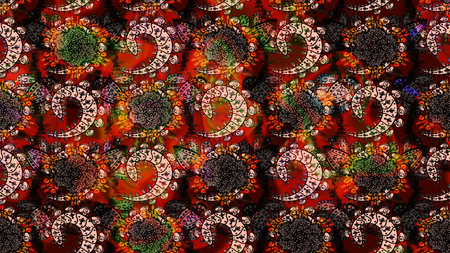 Flower pattern sketch on brown colors, hand-drawn chamomiles, daisies. Repeating floral backdrop.