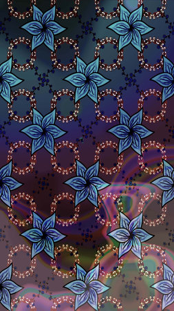 Raster illustration. Cute sketch floral print with spring flowers. Beautiful fabric pattern.
