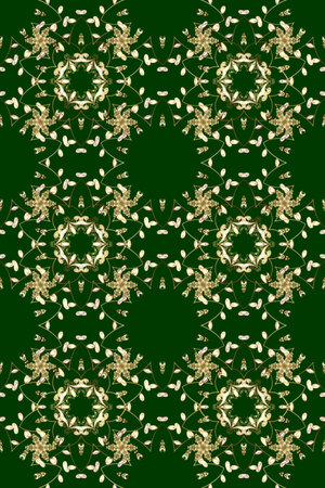 Raster illustration. Neutral, blue and green colors with gold elements. Oriental style arabesques....