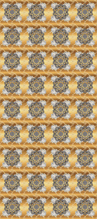Pattern on pleasant colors with golden elements. Patina. Small depth of field. Carving. Seamless...
