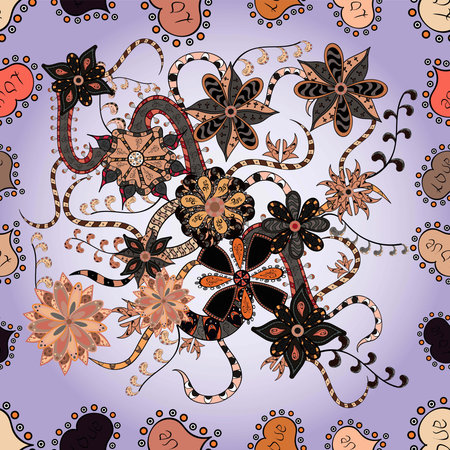 Cute flower raster pattern. Seamless Color Spring Theme seamless pattern Background. Flat Flower Elements Design. Flowers on pleasant colors.の写真素材