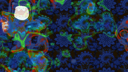Sketch Floral Pattern in Raster illustration. Flat Flower Elements Design. Flowers on blue and gray...