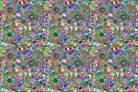 Seamless Color Spring Theme seamless pattern Background. Flowers on pleasant colors. Cute flower raster pattern. Flat Flower Elements Design.の写真素材