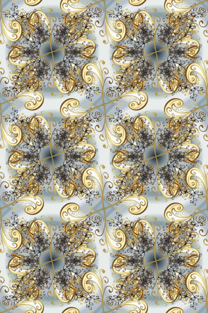 Traditional classic raster golden seamless pattern. Seamless oriental ornament in the style of...