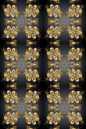 Golden snowflakes on colors. Symbol holiday, New Year celebration golden pattern. Christmas golden...
