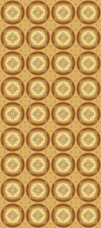 Openwork delicate golden pattern. Raster illustration. Brilliant lace, stylized flowers, paisley. Oriental style arabesques. Seamless pattern on pleasant colors with golden elements. Seamless golden texture curlsの写真素材