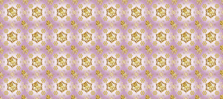 Traditional classic raster golden seamless pattern. Golden elements on black and brown colors. Seamless oriental ornament in the style of baroque.の写真素材