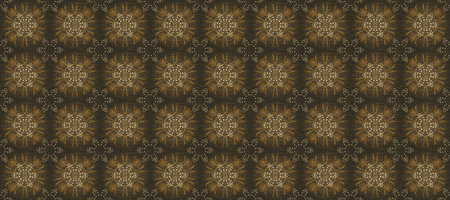 Seamless golden texture curls. Brilliant lace, stylized flowers, paisley. Seamless pattern on blue,...