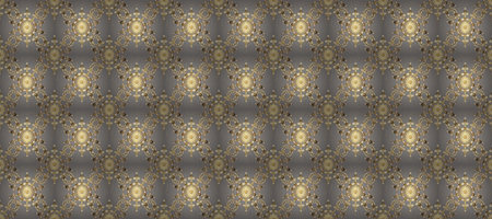 Seamless golden texture curls. Openwork delicate golden pattern. Brilliant lace, stylized flowers, paisley. Raster. Oriental style arabesque. Seamless pattern on blue, black color with golden elementsの写真素材