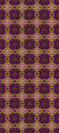 Raster illustration. Traditional oriental ornament. Seamless pattern on pleasant colors with golden...