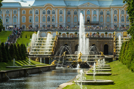 Russia. Peterhof. 15 July 2015. The park with fountainsのeditorial素材