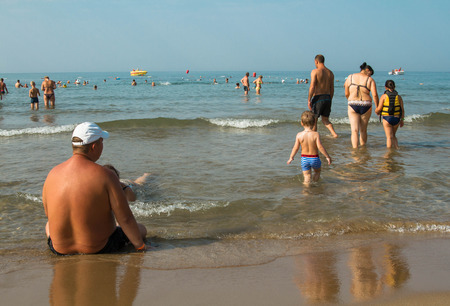 Turkey. Side. 10 August 2015. The beach of the Mediterranean Seaのeditorial素材