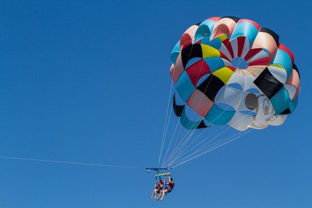 Turkey. Side. 10 August 2015. The flight on a parachute over the seaのeditorial素材