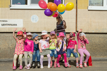 Russia. St. Petersburg. June 1, 2016. kindergarten, celebration, childhood, joyのeditorial素材