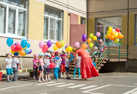 Russia. St. Petersburg. June 1, 2016. kindergarten, celebration, childhood, joyのeditorial素材