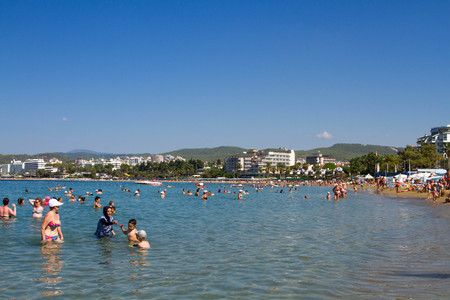 Turkey. Antalya. 20 September 2016 Beach, sea, coast. People sunbathe and swimのeditorial素材