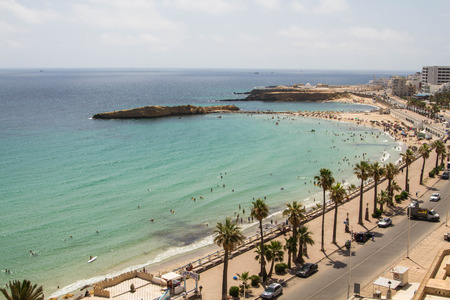 June 25, 2017. Tunisia. Hammamet. Area and mosque.のeditorial素材