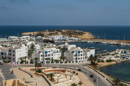 June 25, 2017. Tunisia. Hammamet. Area and mosque.のeditorial素材