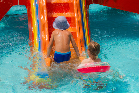 children's pool, water park, waterの写真素材