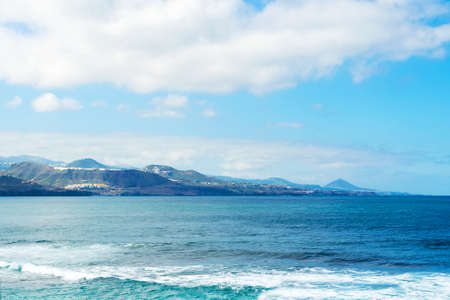 Beautiful ocean view with beautiful mountains in the background. Spain. Canary Islands. Seascape.の写真素材