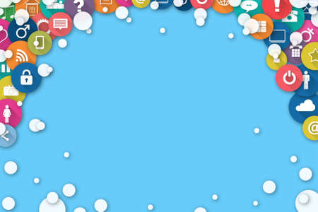 Concept Social Media. Different social icons on a blue background. Social Media background.