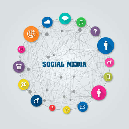 Concept Social Media. Different social icons on a gray background. Social Media background.の写真素材