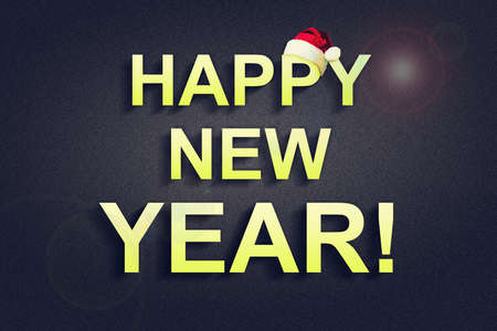 Happy New Year. Bright inscription on a dark background. Christmas, New Year. Holiday background.の写真素材