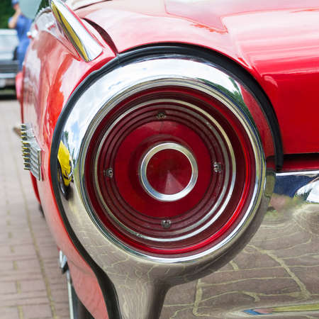 The rear lamp of an old vintage retro car. Close-up. Motor transport. Details.の写真素材