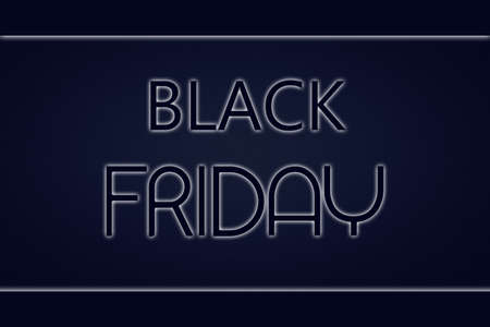 Black Friday. Neon inscription on a dark blue background. Business, sales. Discounts.の写真素材